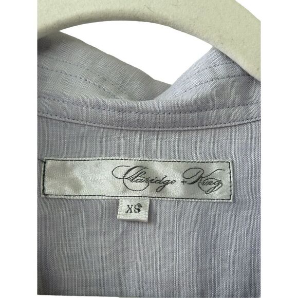 Claridge + King Linen Tunic Long Sleeve Scalloped Edges Lavender Women's Size XS - Picture 4 of 6